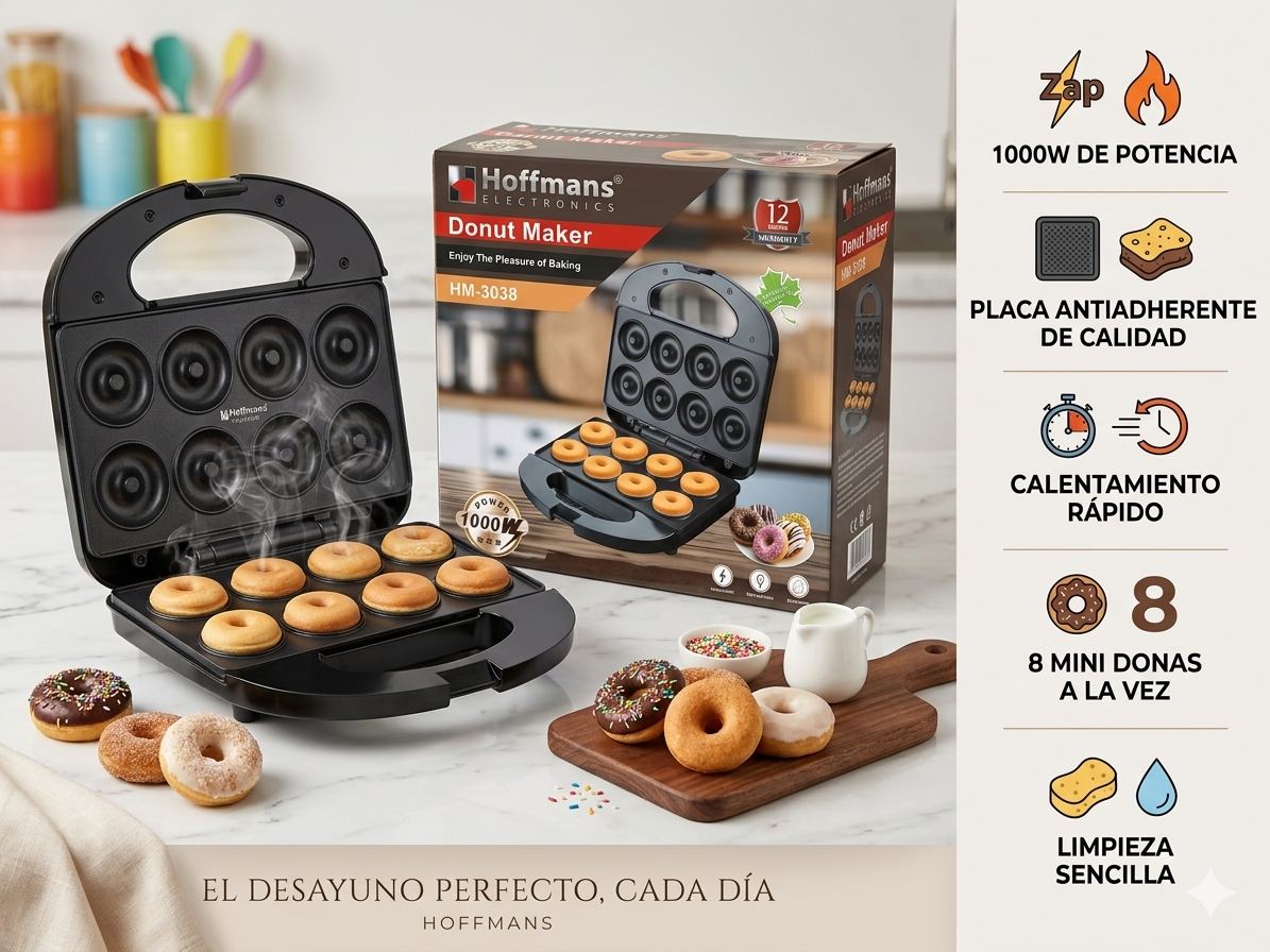 Máquina de Mini Donas Hoffmans 1000W (Modelo HM-3038)